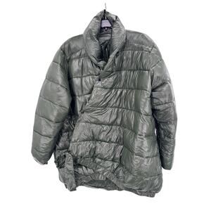 Universal Standards Womens Puffer Bomber Jacket Gray M Button Long Sleeve NWOT